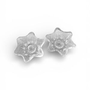 Vintage Pair of Clear Glass Star Shaped Tapered Candle Holder 6 Points